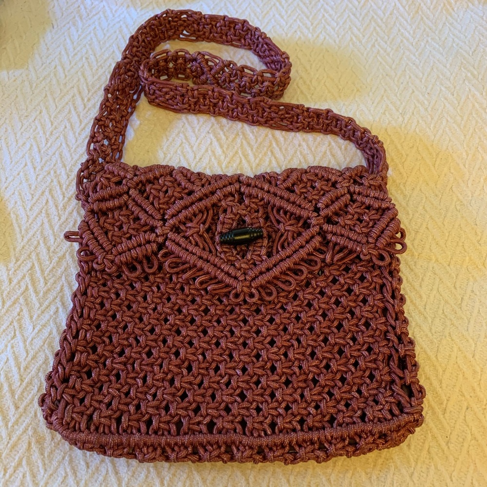 Cute pink macramae purse